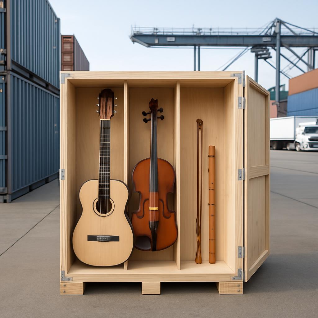 Musik Instrumente in einer Holzkiste