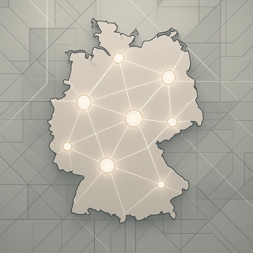 Karte Deutschlands mit Netzwerk-Konzept